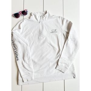 EUC Vineyard Vines Women’s Quarted Zip Whale Sweatshirt - white, size Medium